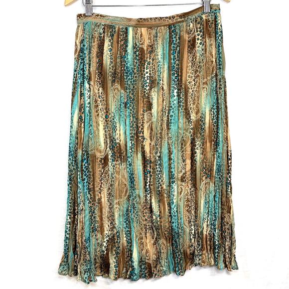 Dressbarn 8 Midi Skirt Funky‎ Abstract Colorful Cheetah Retro Pleated Sheer Y2K - Picture 1 of 10